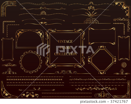 Golden vintage frame & border set 37421767