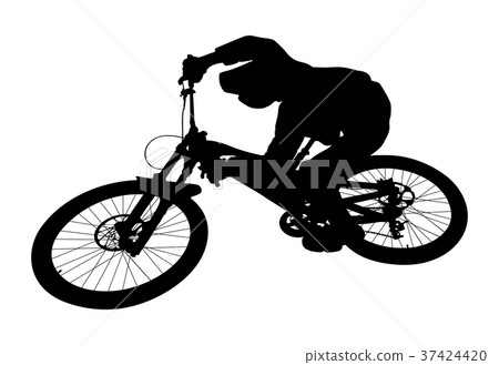 cyclist jump downhill cyclist jump downhill 37424420