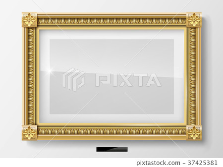 Horizontal classic picture in gold frame 37425381