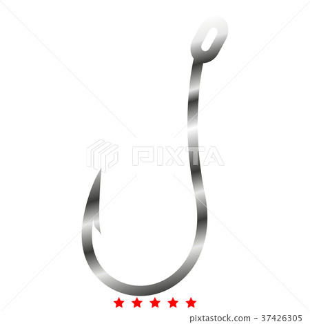 Fish hook icon Illustration color fill style 37426305