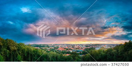 Vilnius, Lithuania. Panorama Of Old Town Historic 37427030