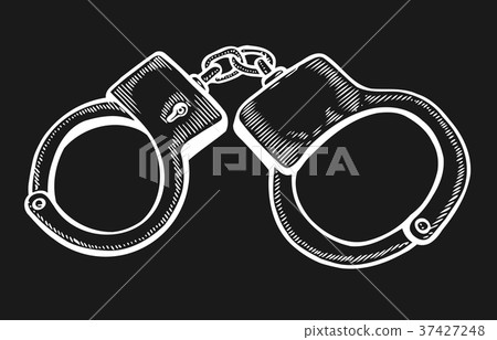 Handcuffs Engraving vintage Handcuffs Engraving vintage 37427248