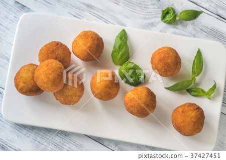 Arancini on the white plate 37427451