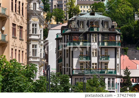 Spa town Karlovy Vary street, Czech Republic Spa town Karlovy Vary street, Czech Republic 37427469