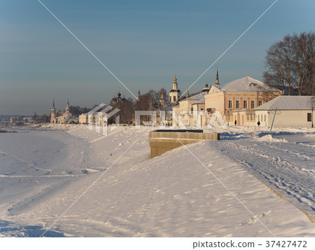 winter view of river embankment winter view of river embankment 37427472