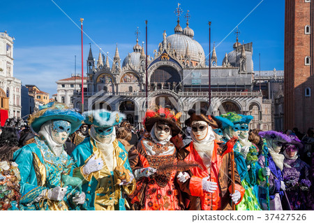 Colorful carnival masks in Venice, Italy 37427526