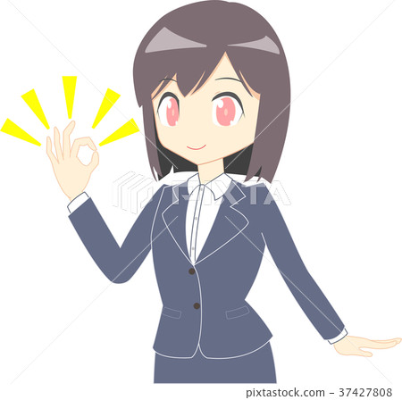 Woman in a suit OK sign Upper body Woman in a suit OK sign Upper body 37427808