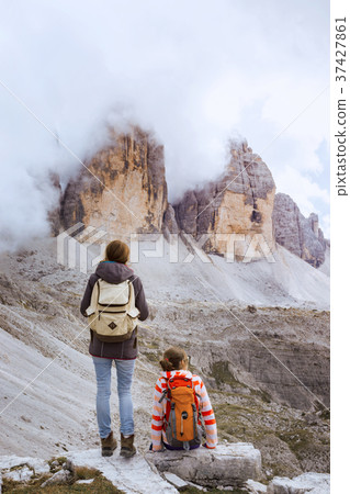 tourist girl at the Dolomites 37427861