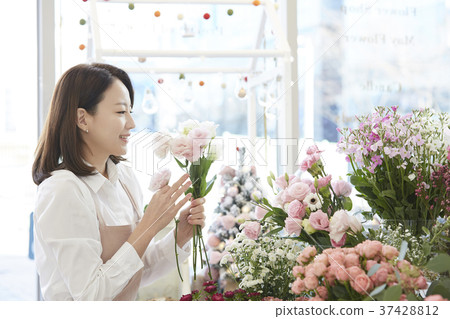 花店，花店，年輕女子，韓國 37428812