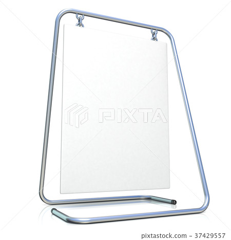 Metal advertising stand, with copy space board 3D Metal advertising stand, with copy space board 3D 37429557