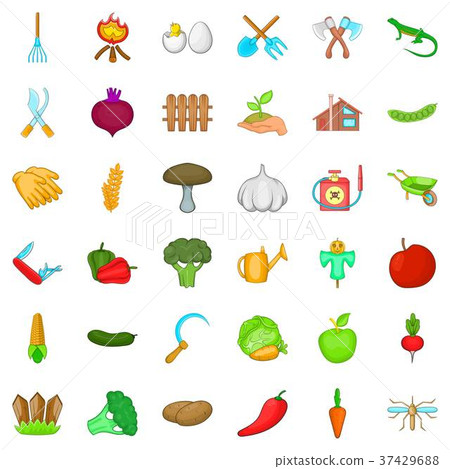 Digging icons set, cartoon style Digging icons set, cartoon style 37429688