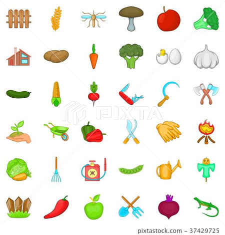 Gardening icons set, cartoon style Gardening icons set, cartoon style 37429725