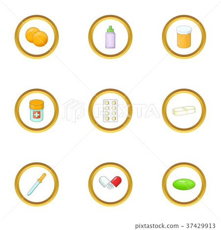 Medicinal preparation icons set, cartoon style Medicinal preparation icons set, cartoon style 37429913