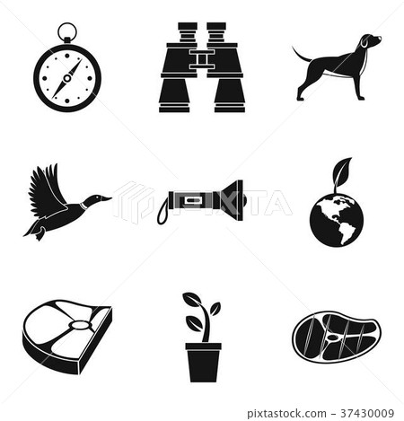 Fowl icons set, simple style 37430009