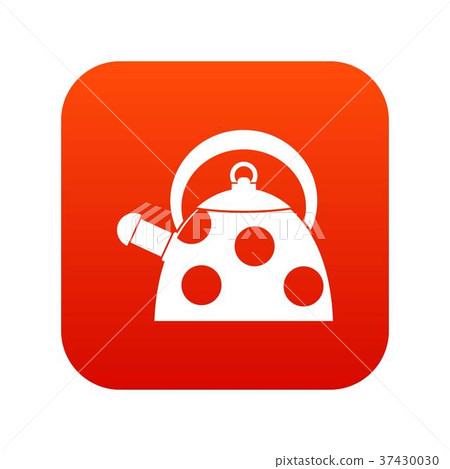 Kettle with white dots icon digital red 37430030