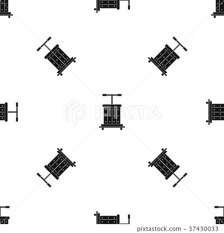 Traditional wooden press for grapes pattern seamless black Traditional wooden press for grapes pattern seamless black 37430033