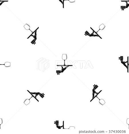 Waiter hand holding tray with wine glass pattern seamless black Waiter hand holding tray with wine glass pattern seamless black 37430036