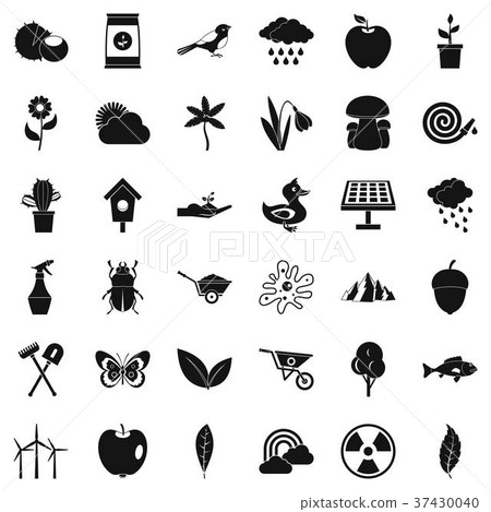 Gardening stuff icons set, simple style Gardening stuff icons set, simple style 37430040