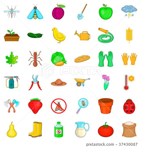 Apple icons set, cartoon style 37430087
