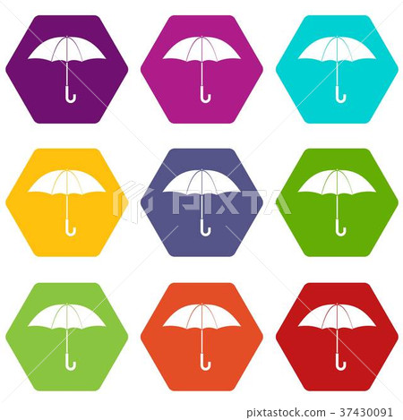 Umbrella icon set color hexahedron - Stock Illustration [37430091] - PIXTA