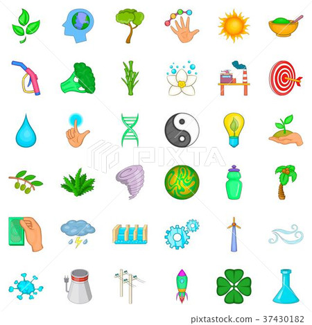 Energy icons set, cartoon style 37430182