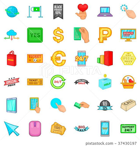 Touching button icons set, cartoon style Touching button icons set, cartoon style 37430197