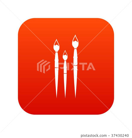 Three brushes for painting icon digital red Three brushes for painting icon digital red 37430240