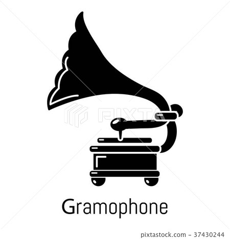 Gramophone icon, simple black style 37430244
