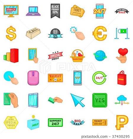 Electronic commerce icons set, cartoon style Electronic commerce icons set, cartoon style 37430295