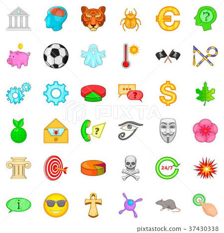 Emblem icons set, cartoon style 37430338
