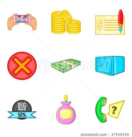 Monetary diversity icons set, cartoon style Monetary diversity icons set, cartoon style 37430339
