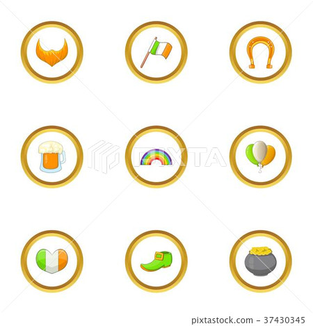 Saint Patrick day icons set, cartoon style Saint Patrick day icons set, cartoon style 37430345