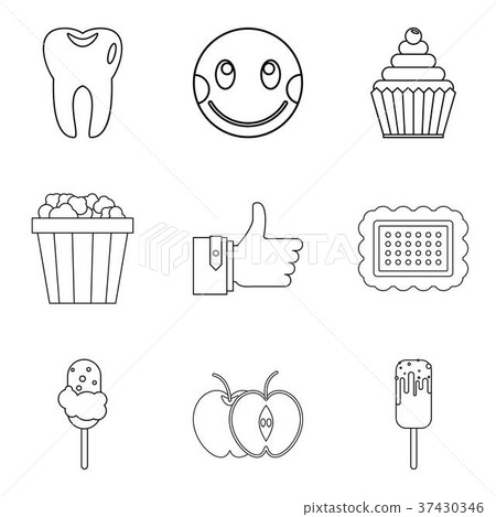 Joy of food icons set, outline style Joy of food icons set, outline style 37430346