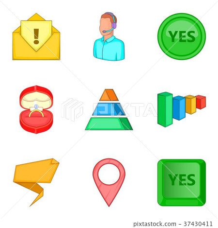 Version icons set, cartoon style Version icons set, cartoon style 37430411