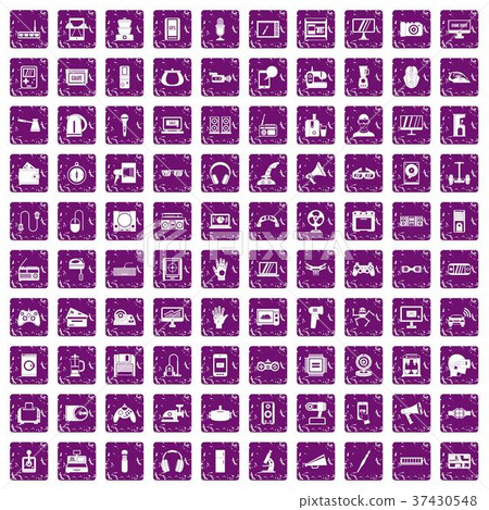 100 device app icons set grunge purple 37430548