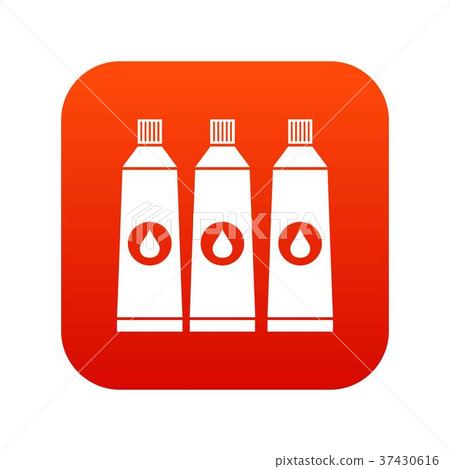 Three tubes with paint icon digital red 37430616