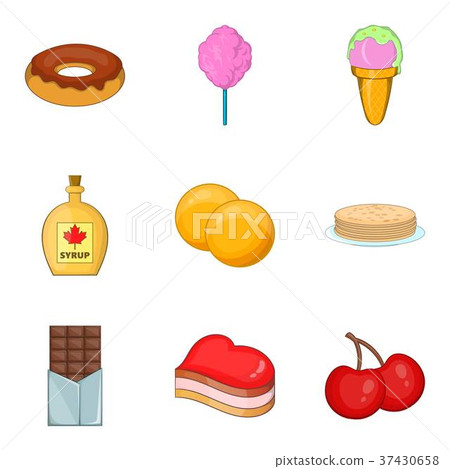 Dolce vita icons set, cartoon style Dolce vita icons set, cartoon style 37430658