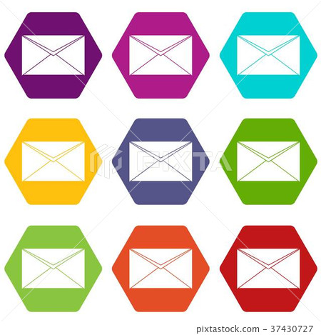 Closed envelope icon set color hexahedron - Stock Illustration ...
