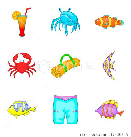 Coast icons set, cartoon style 37430735