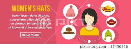 Women hats banner horizontal concept 37430826