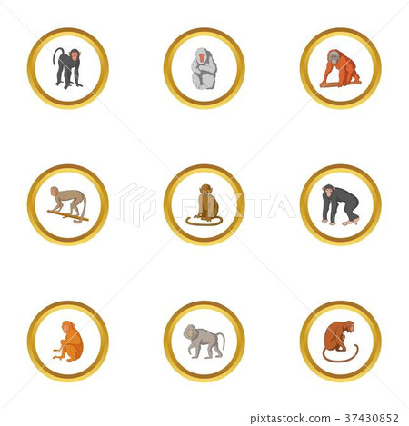 Monkey icons set, cartoon style Monkey icons set, cartoon style 37430852