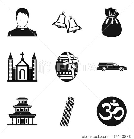World religion icons set, simple style 37430888