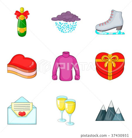 Xmas icons set, cartoon style Xmas icons set, cartoon style 37430931