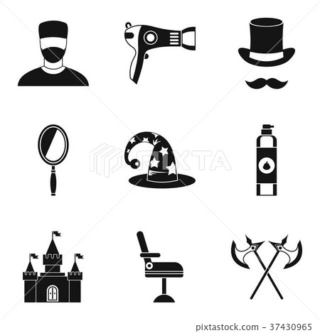 Drying hair icons set, simple style Drying hair icons set, simple style 37430965