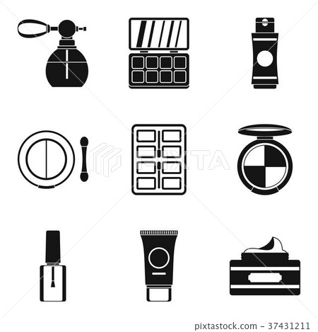 Beautician icons set, simple style 37431211