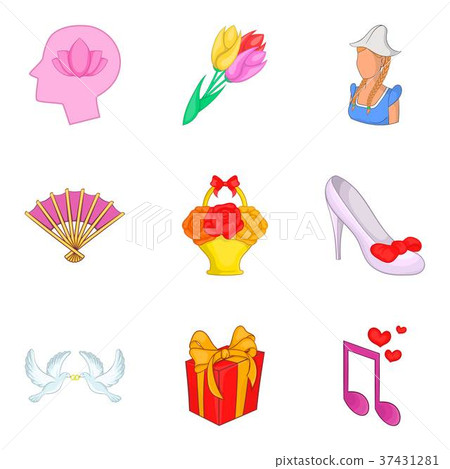 Beauty icons set, cartoon style Beauty icons set, cartoon style 37431281