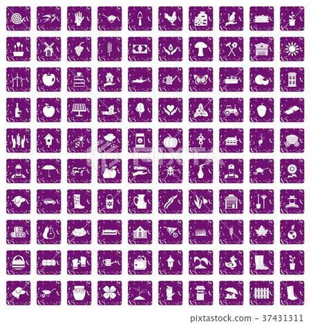 100 farm icons set grunge purple 100 farm icons set grunge purple 37431311