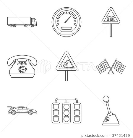 Rally icons set, outline style - Stock Illustration [37431459] - PIXTA