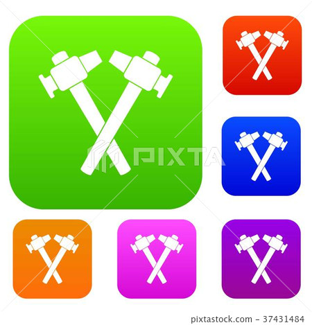 Crossed blacksmith hammer set color collection Crossed blacksmith hammer set color collection 37431484