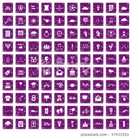 100 arrow icons set grunge purple 37431503